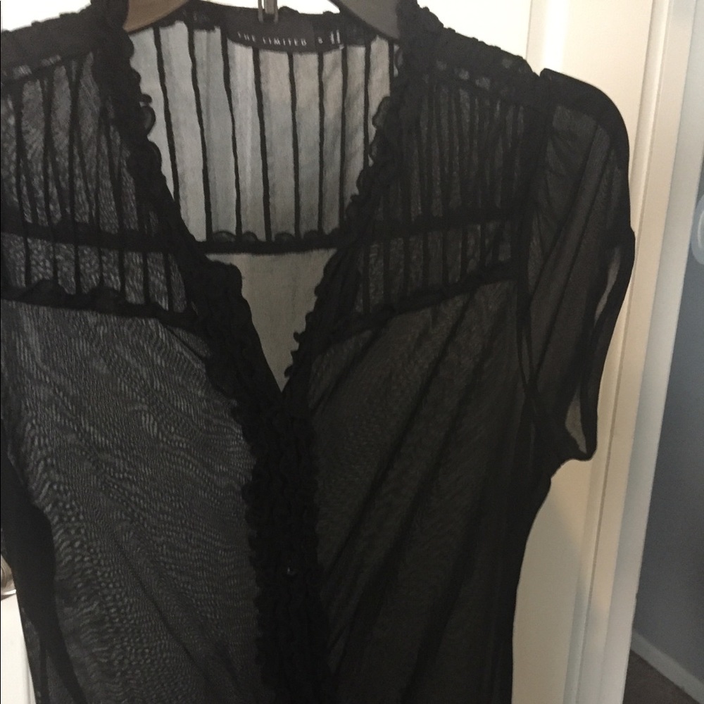 The Limited sheer, black, short sleeve top - S